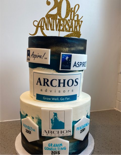 A two teir 20th anniversary cake