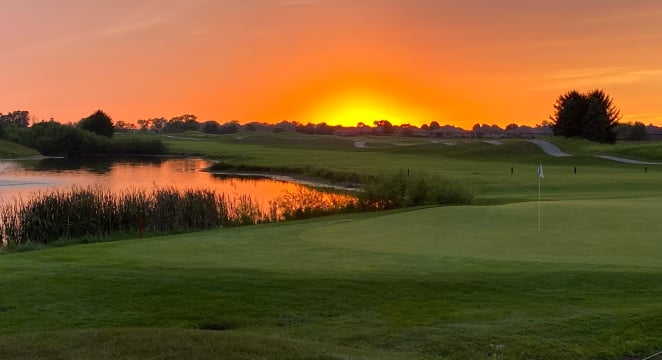 Golf course at sunset